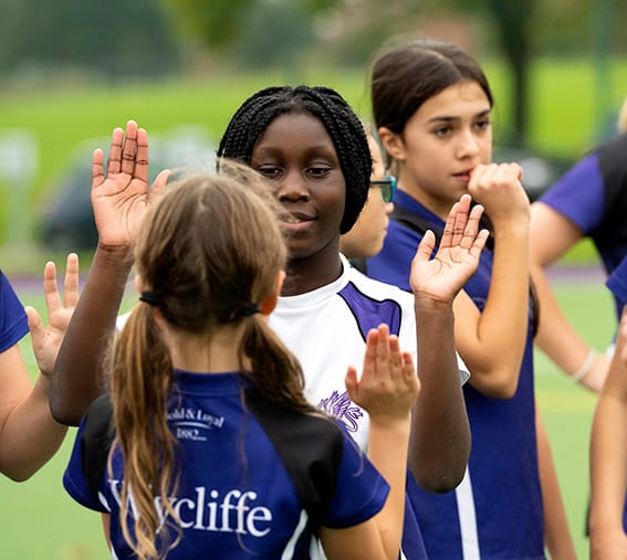 Prep school girls in PE uniform