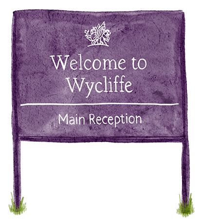 Welcome to Wycliffe sign illustration