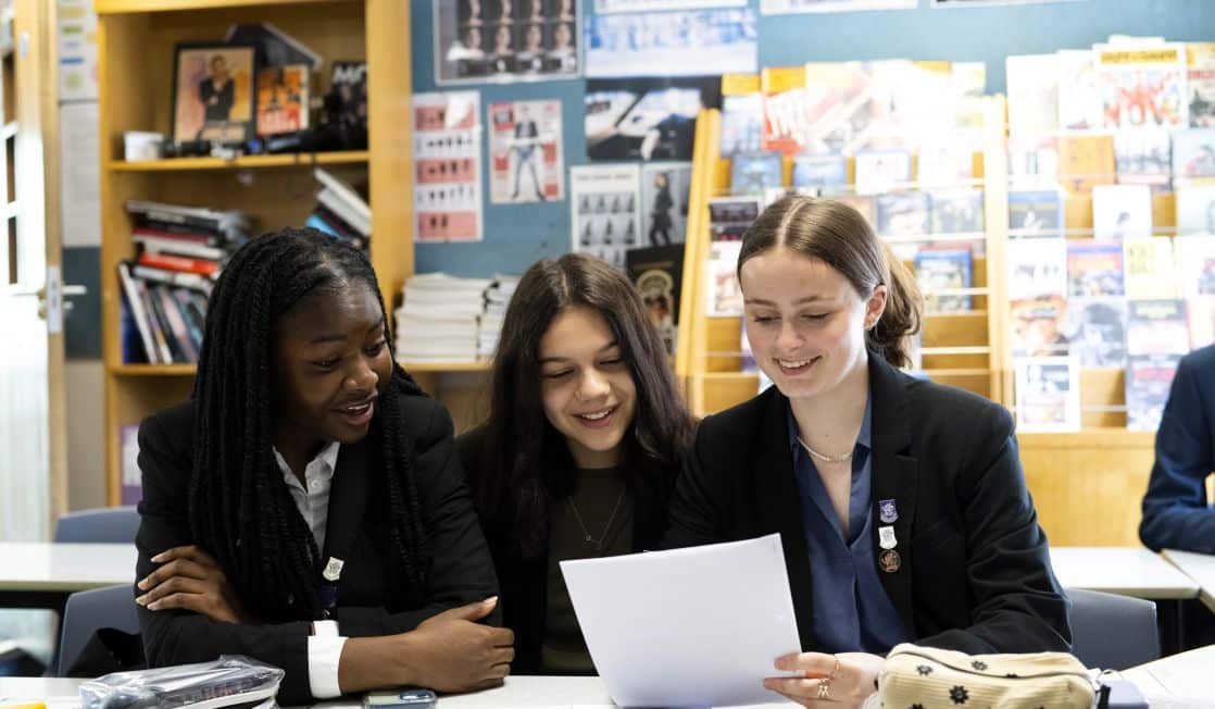 Senior school girls in classroom