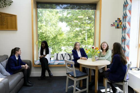 Group of school girls in boarding house