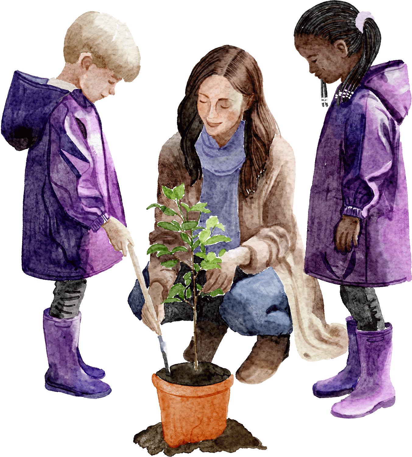 Forest School 3 characters illustration